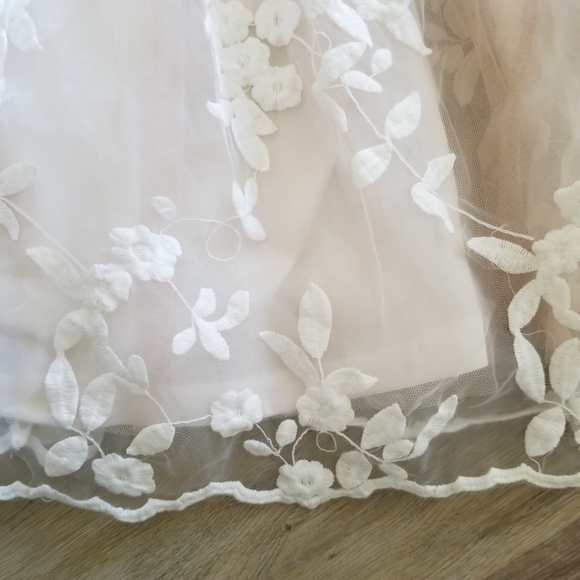 Aakaa White Ivory Embroidery Mesh Party Cocktail Evening Dress Size Small - Picture 4 of 9